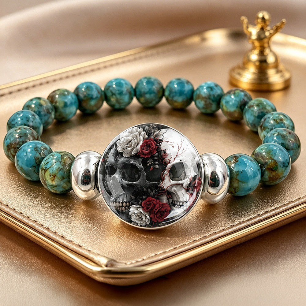 Skull & Rose Stone Bracelet