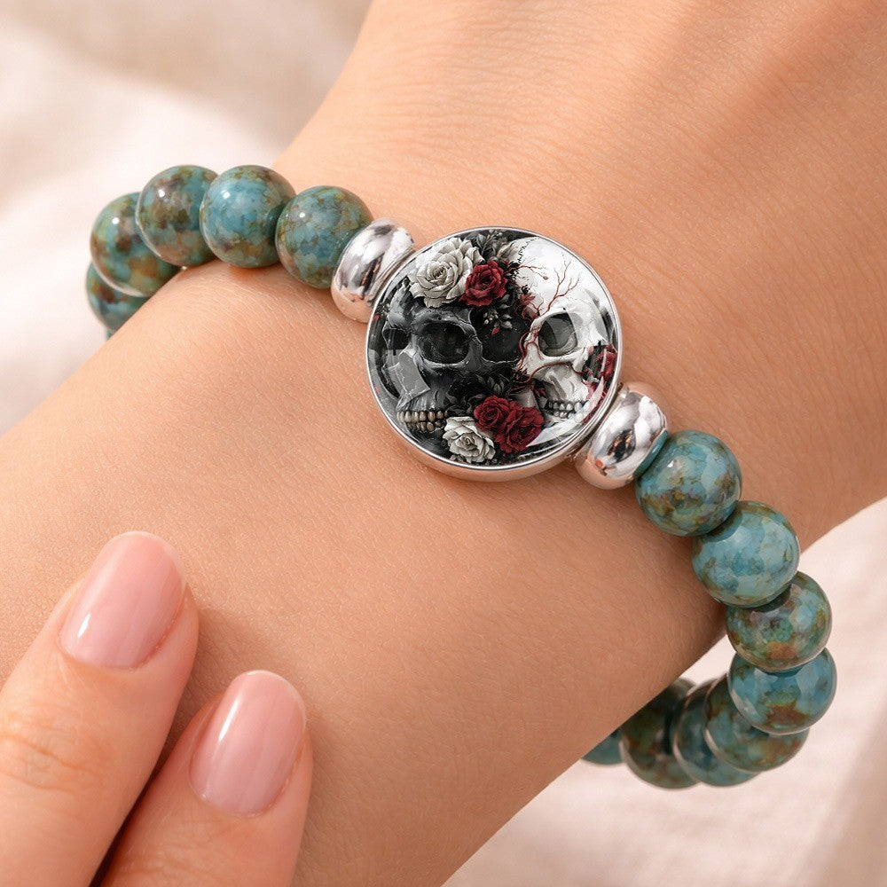 Skull & Rose Stone Bracelet