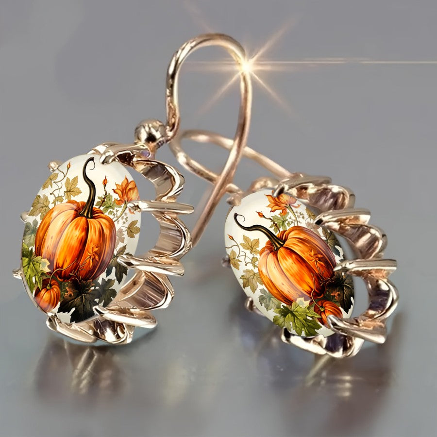 Pumpkin & Leaf Drop Earrings