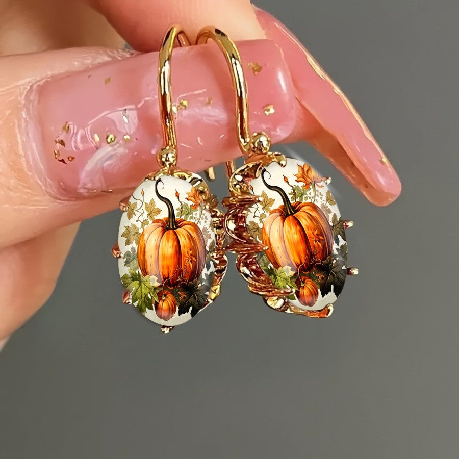 Pumpkin & Leaf Drop Earrings