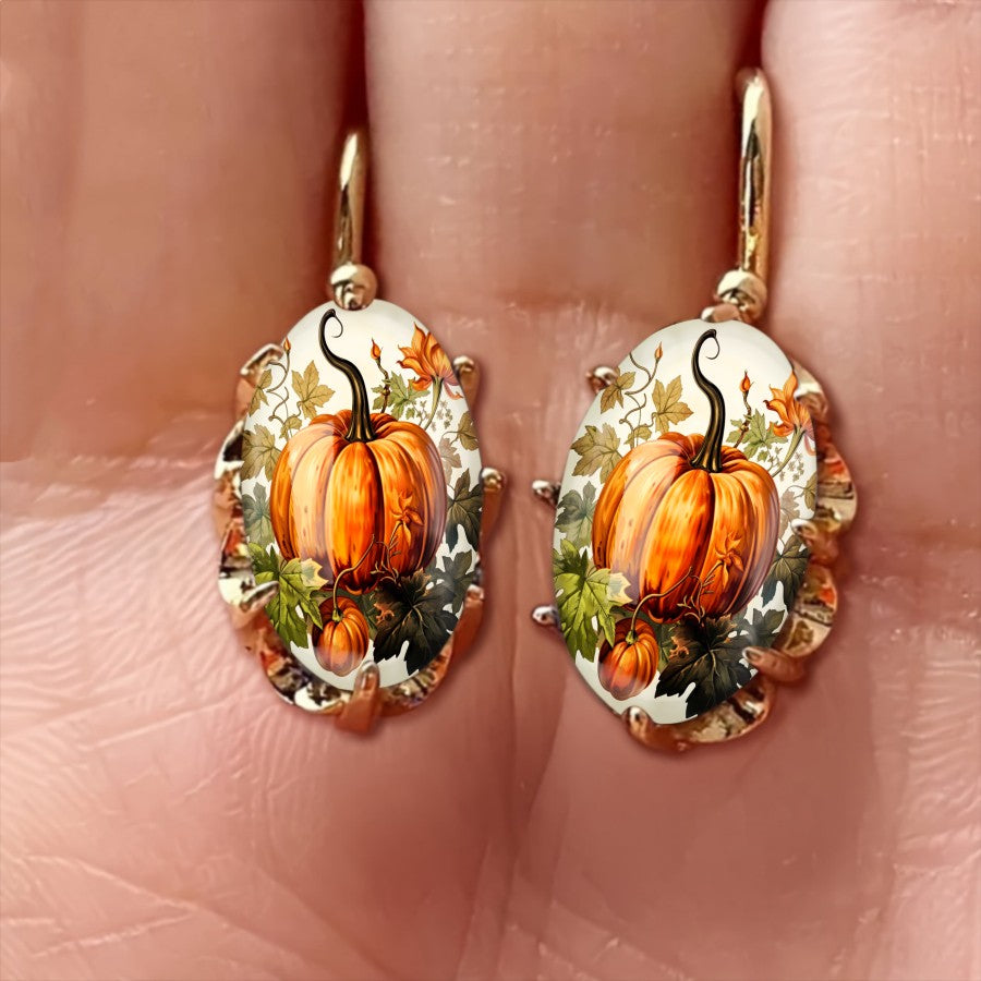 Pumpkin & Leaf Drop Earrings
