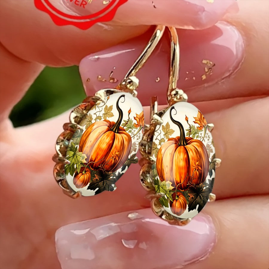 Pumpkin & Leaf Drop Earrings