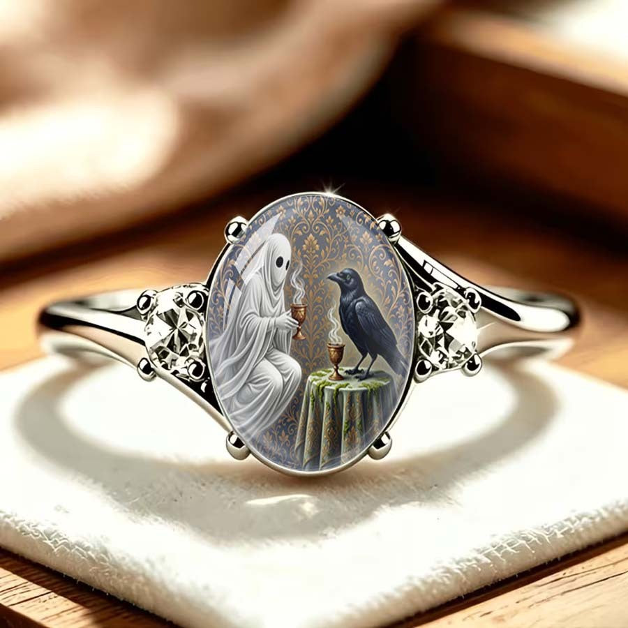 Ghost & Raven Oval Ring