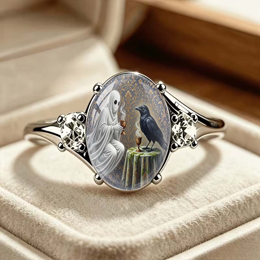Ghost & Raven Oval Ring