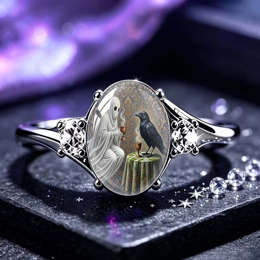 Ghost & Raven Oval Ring