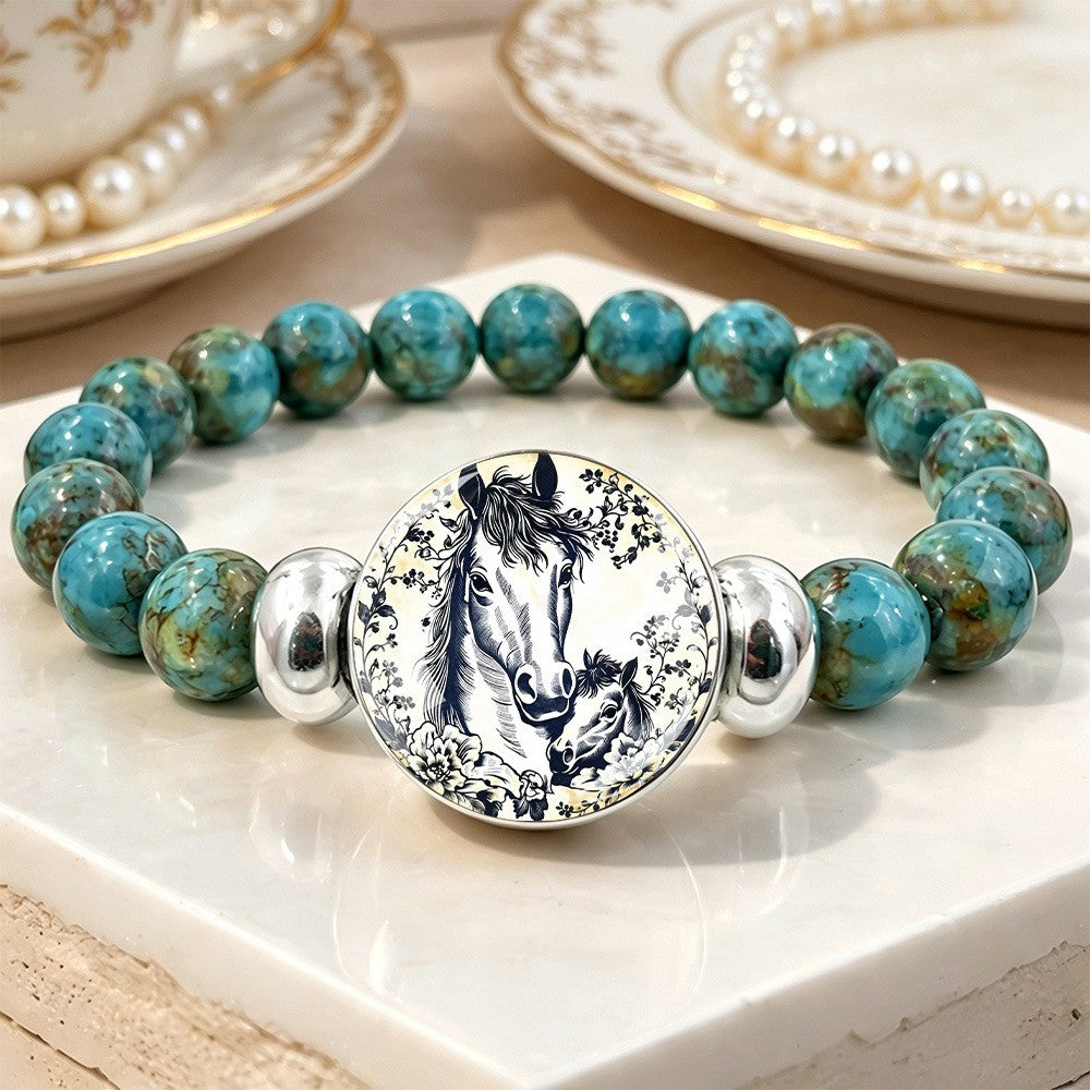 Horse & Floral Stone Bracelet