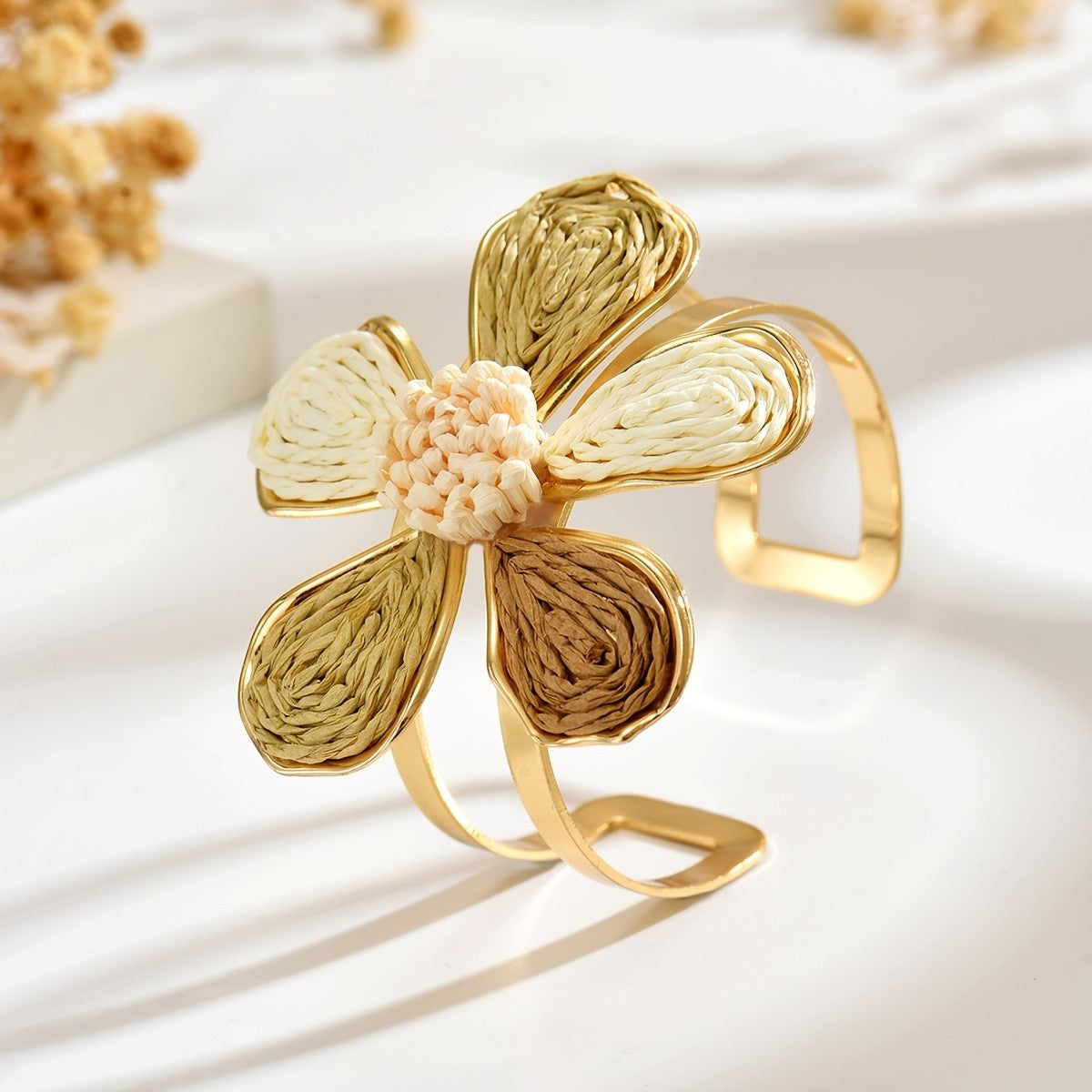Multicolor Woven Flower Bracelet