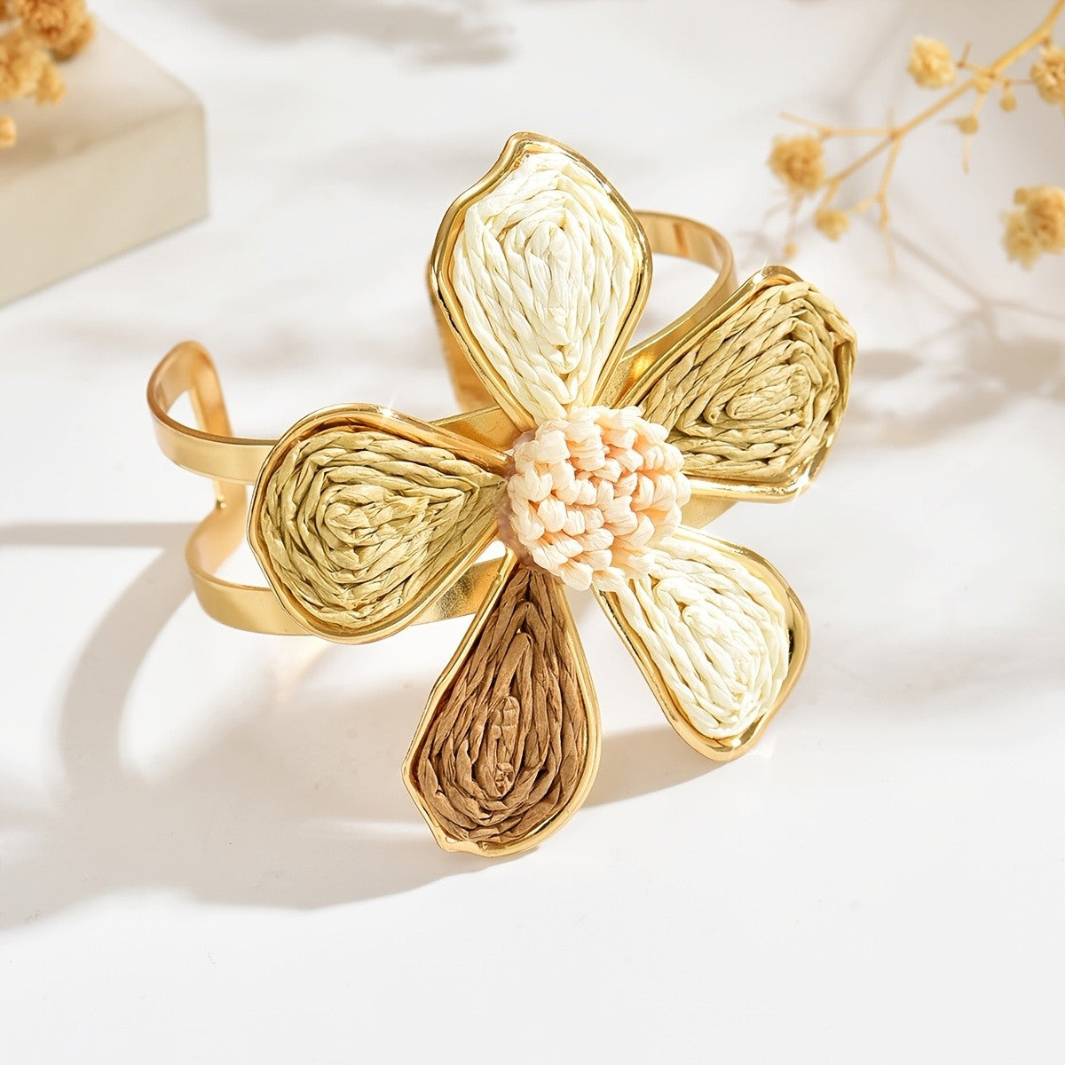 Multicolor Woven Flower Bracelet