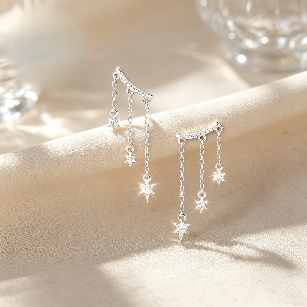 Crystal Star Tassel Earrings