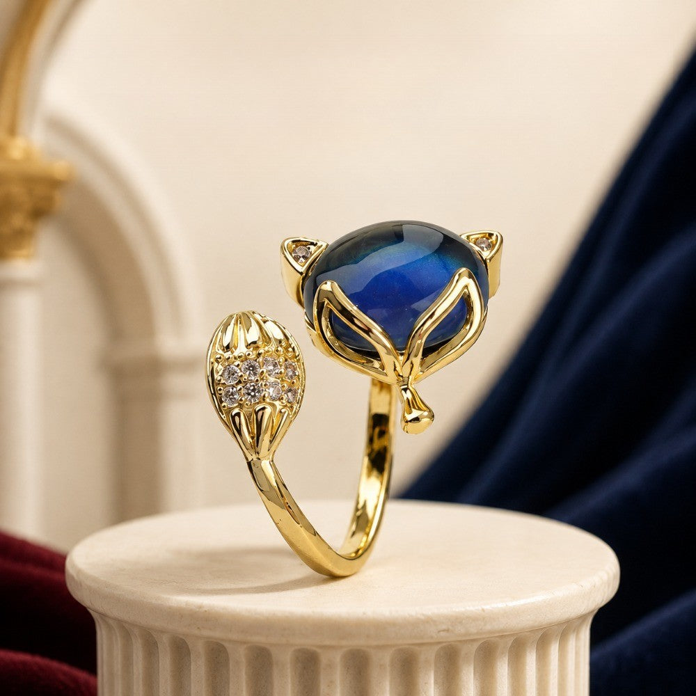 Blue Cat Statement Ring
