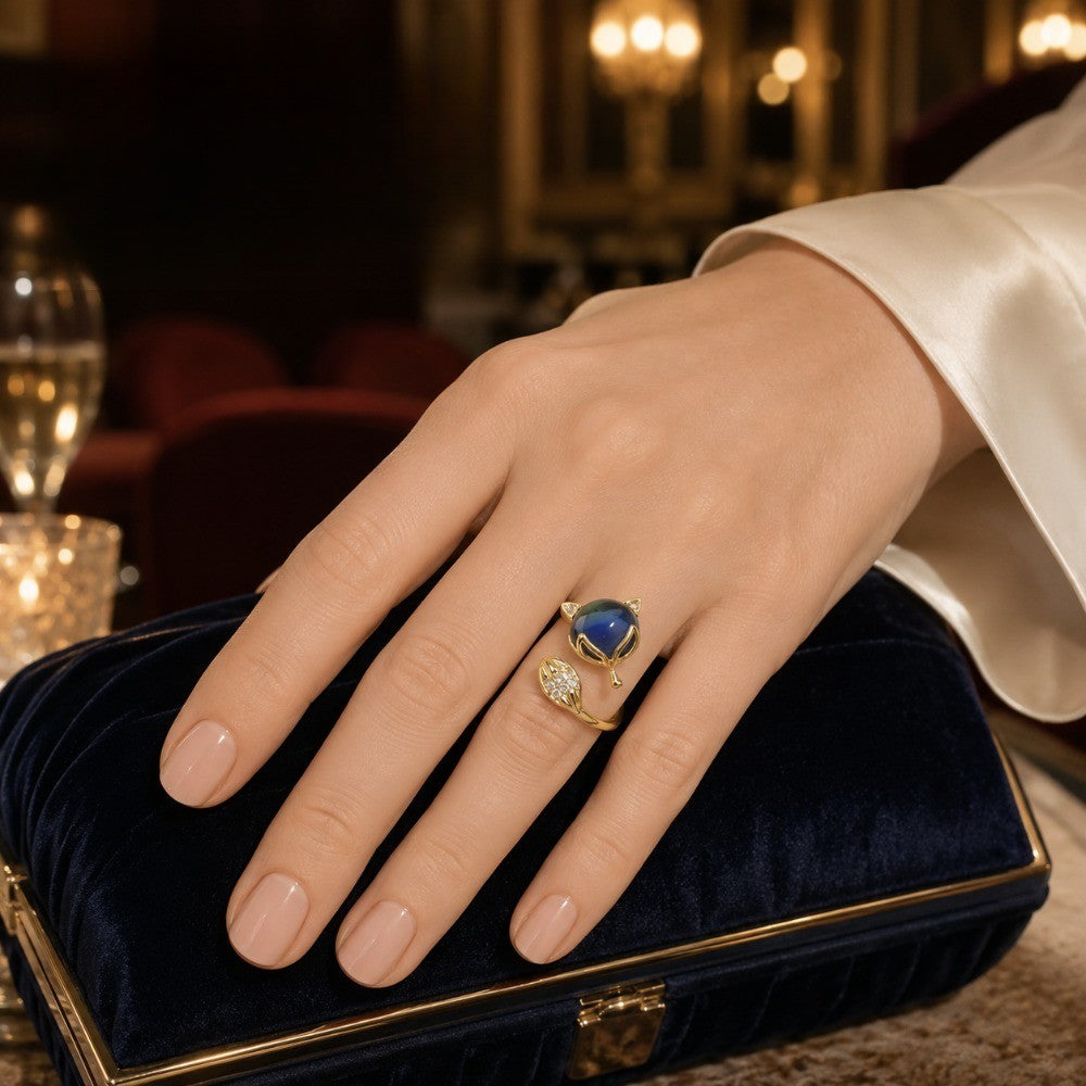Blue Cat Statement Ring