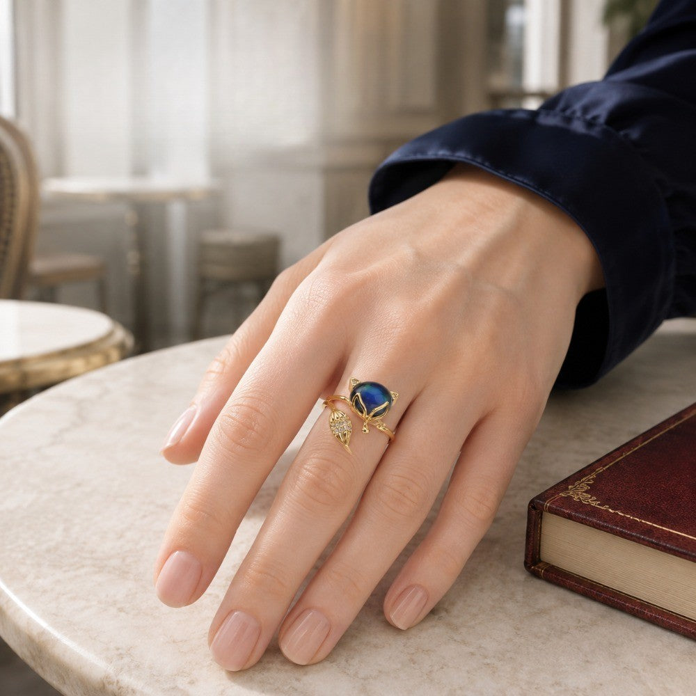 Blue Cat Statement Ring
