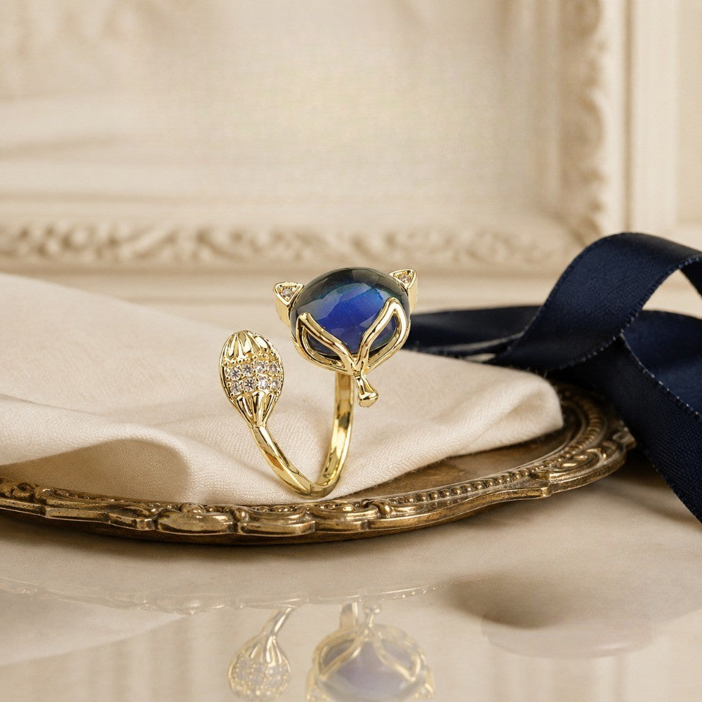 Blue Cat Statement Ring