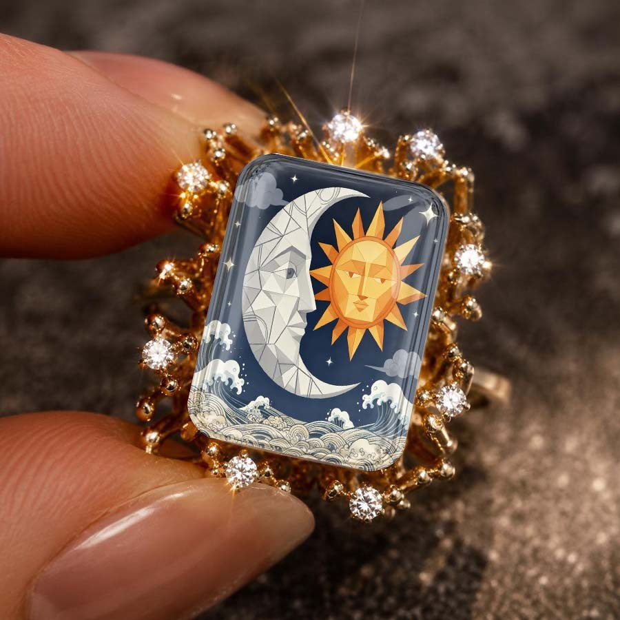Sun Moon Wave Statement Ring