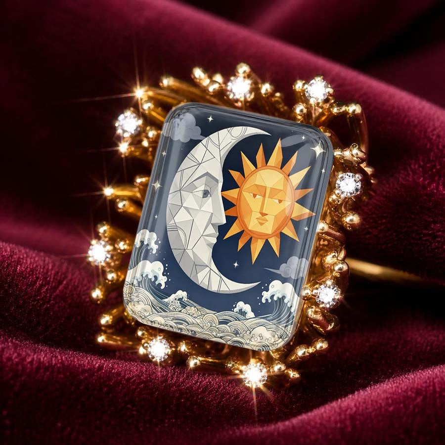 Sun Moon Wave Statement Ring