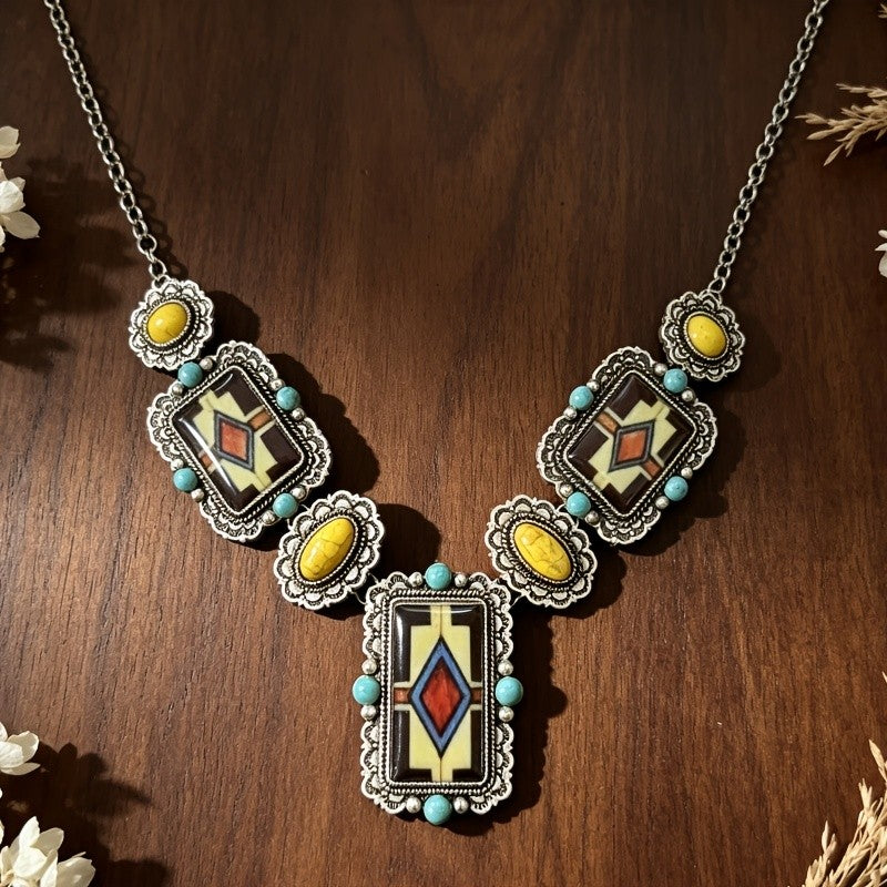 Geometric Resin Inlay Necklace