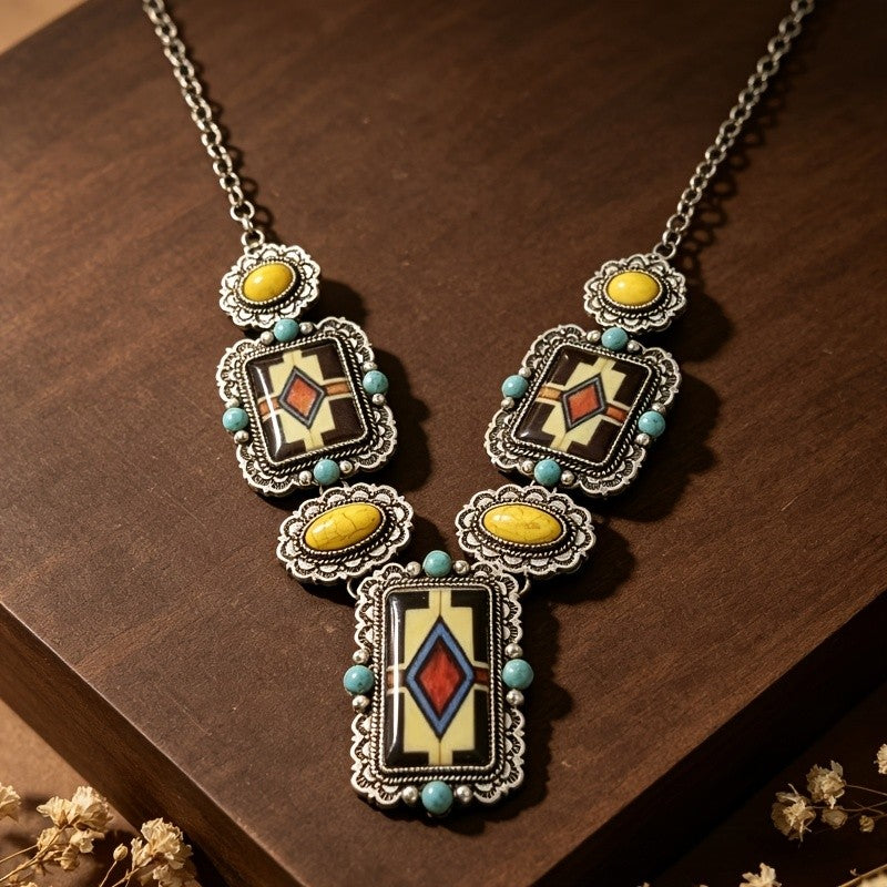 Geometric Resin Inlay Necklace