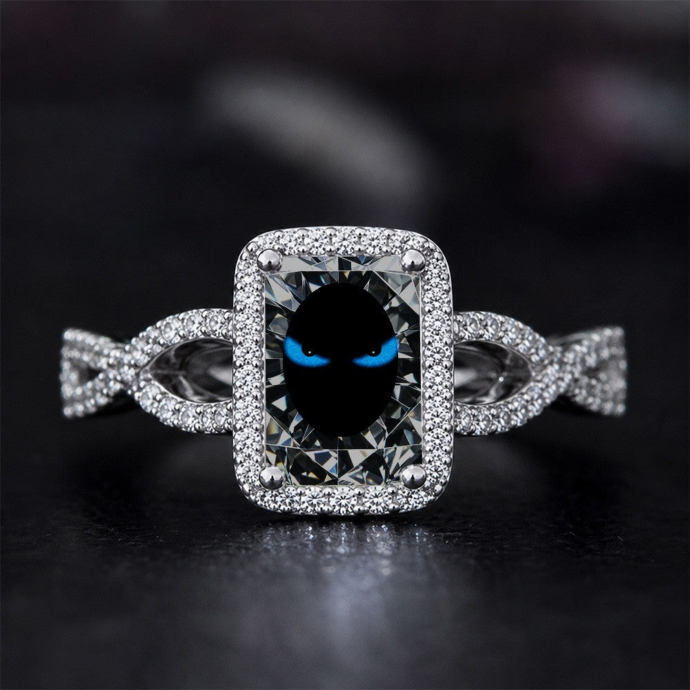 Square Crystal Cat Eye Ring