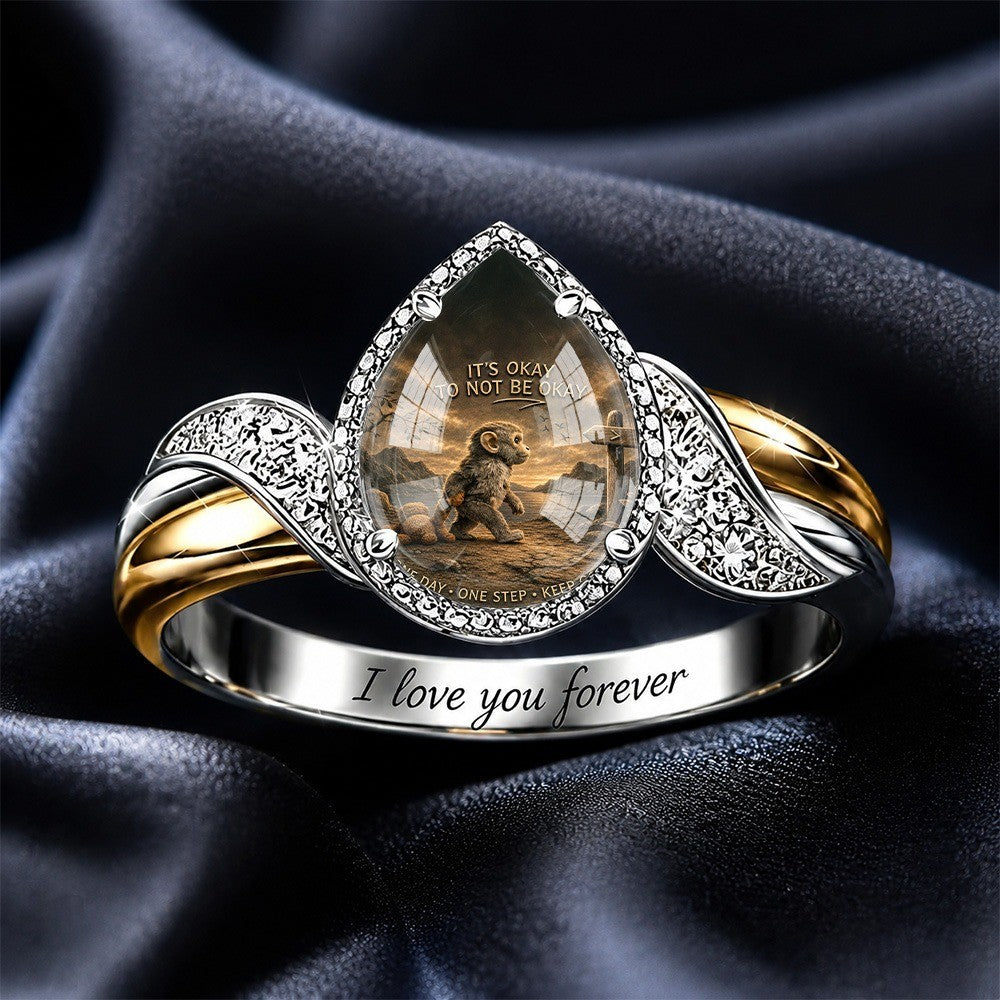 Teardrop Monkey Scene Ring