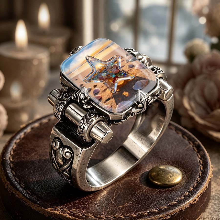 Starfish Beach Scene Ring