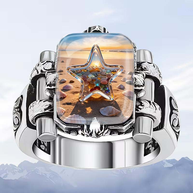 Starfish Beach Scene Ring