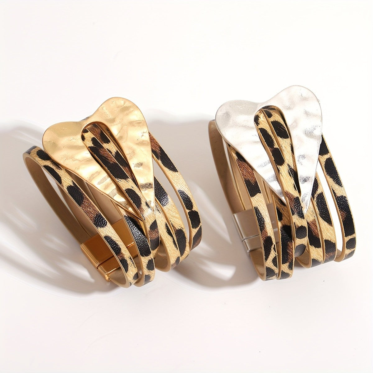 Leopard Heart Wrap Bracelet