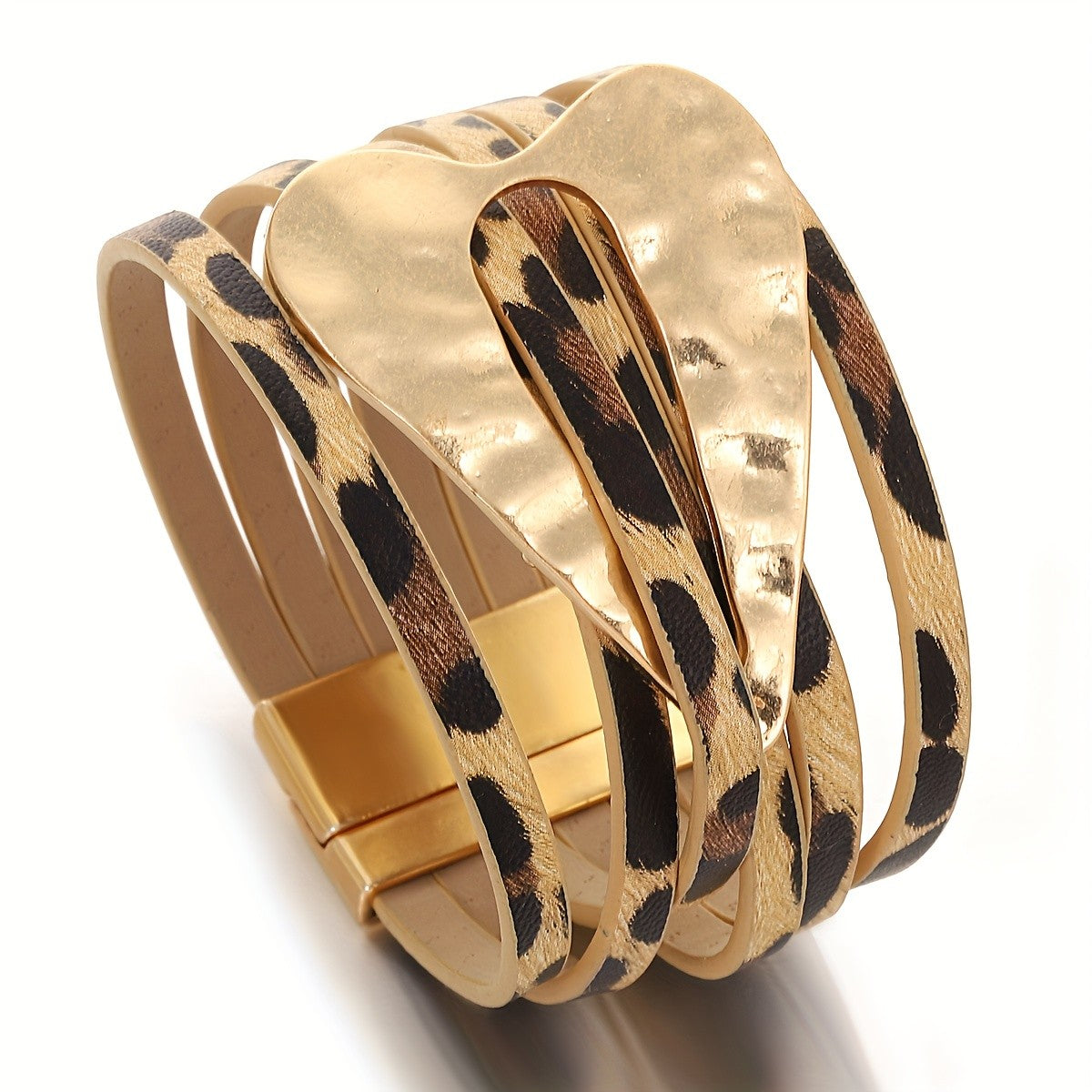 Leopard Heart Wrap Bracelet