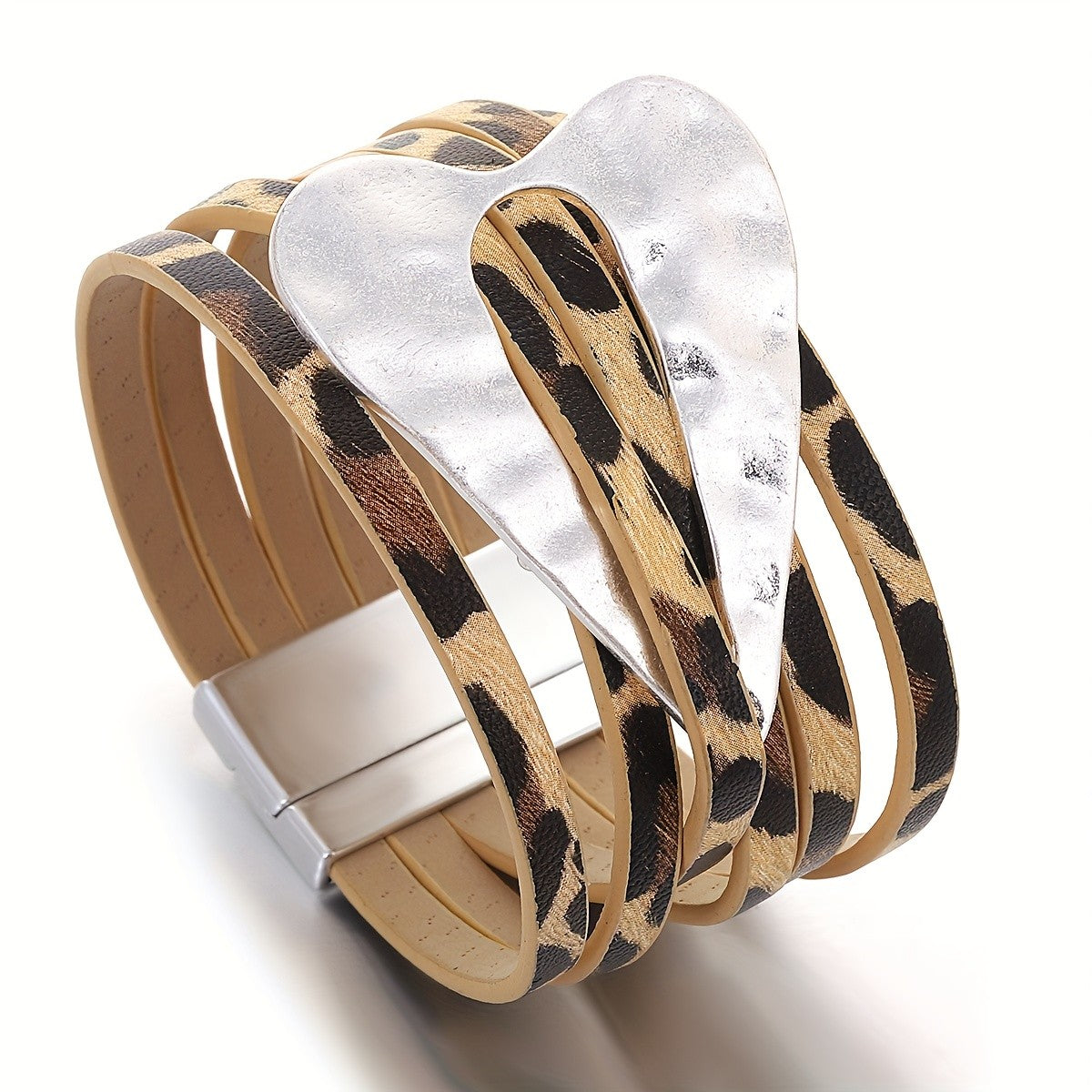 Leopard Heart Wrap Bracelet