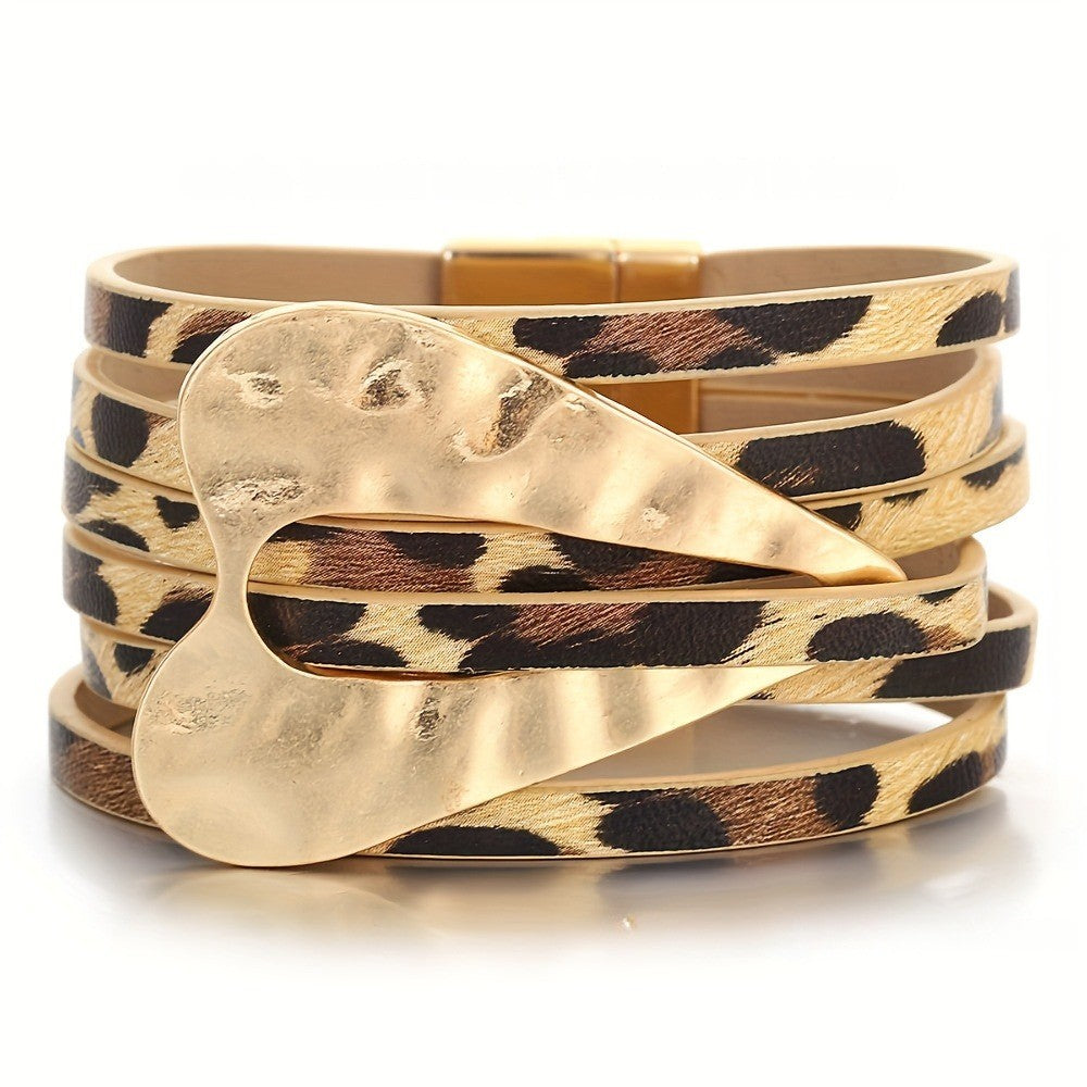 Leopard Heart Wrap Bracelet