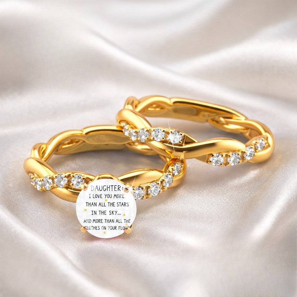Braided Crystal Daughter Message Ring