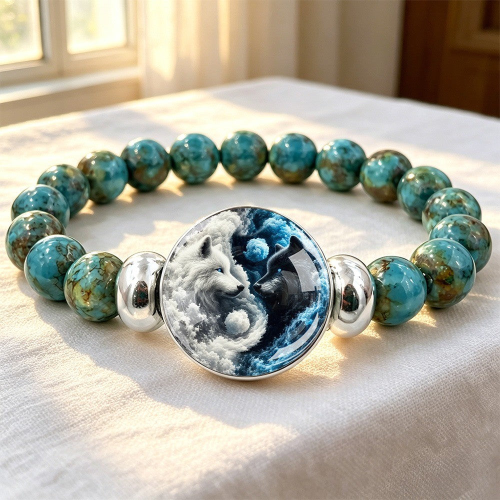 Wolf & Moon Beaded Bracelet