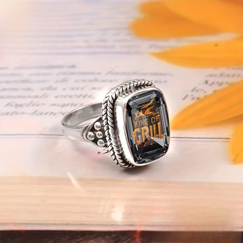 Black Square Flame Ring