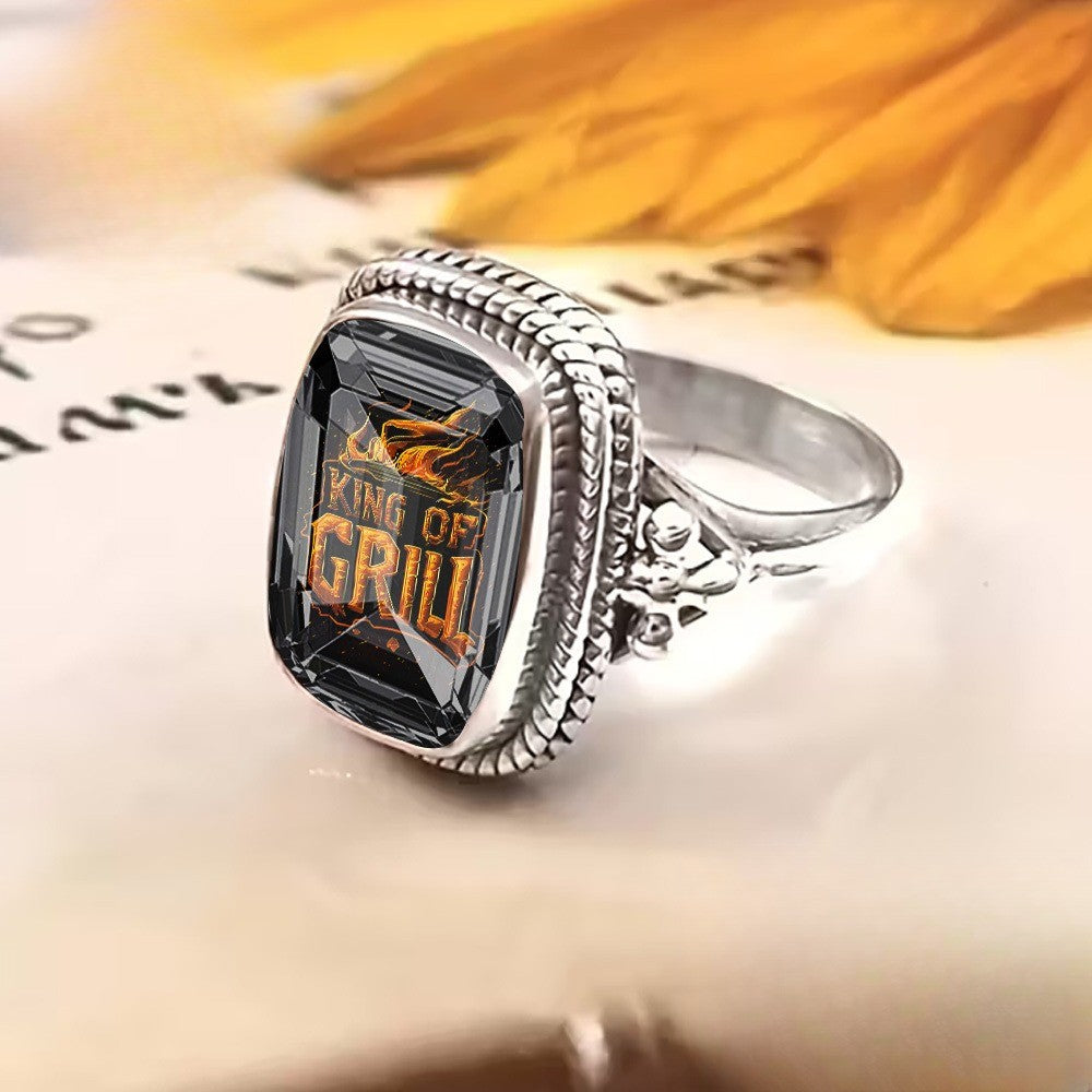 Black Square Flame Ring