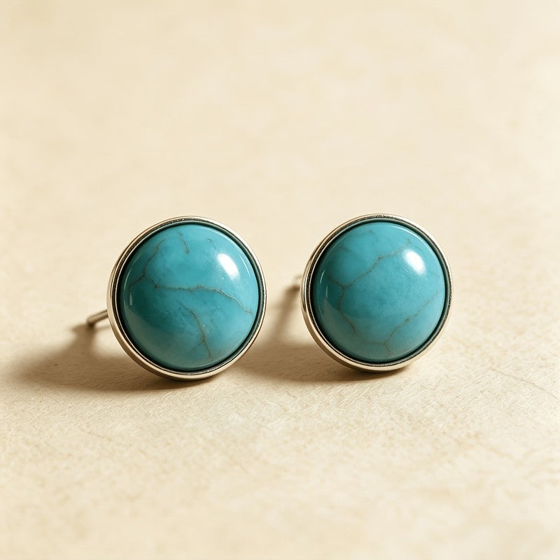 Turquoise Round Stud Earrings