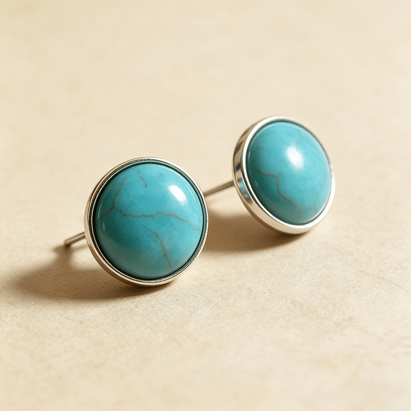 Turquoise Round Stud Earrings