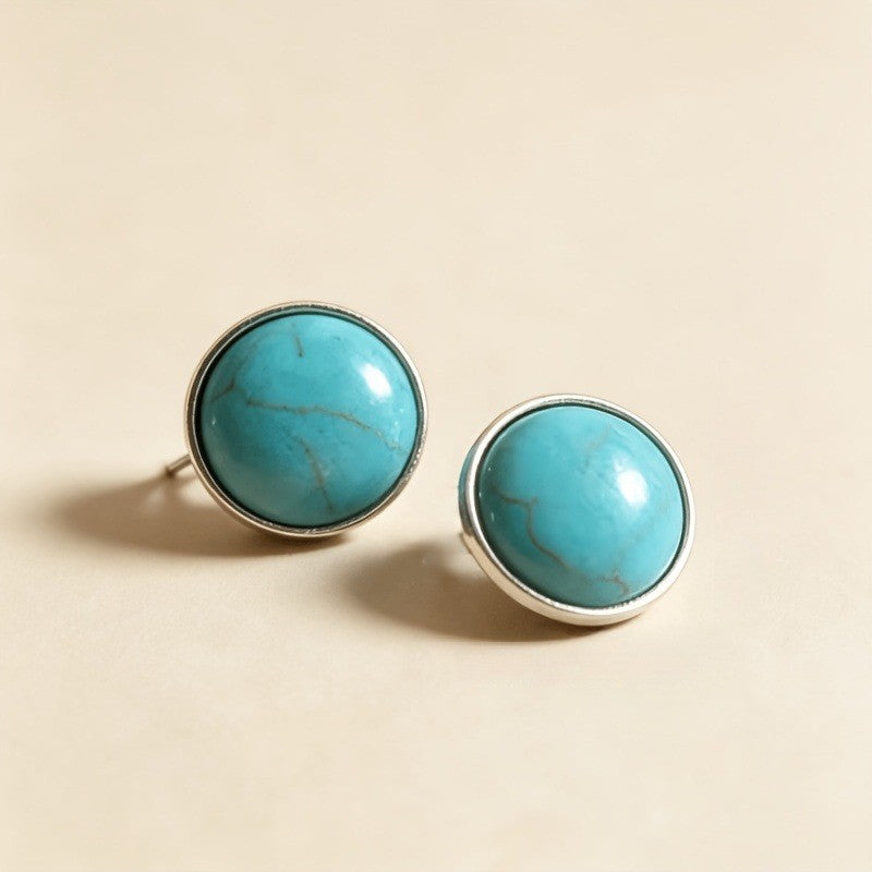Turquoise Round Stud Earrings