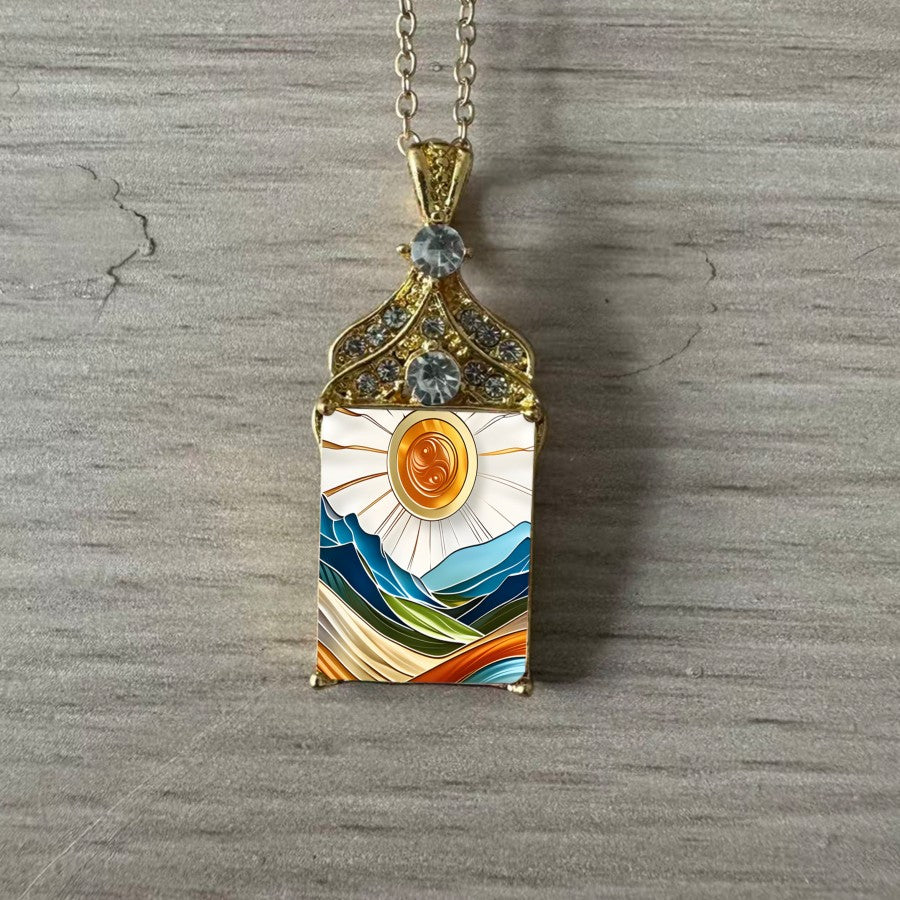 Sun & Waves Landscape Pendant Necklace