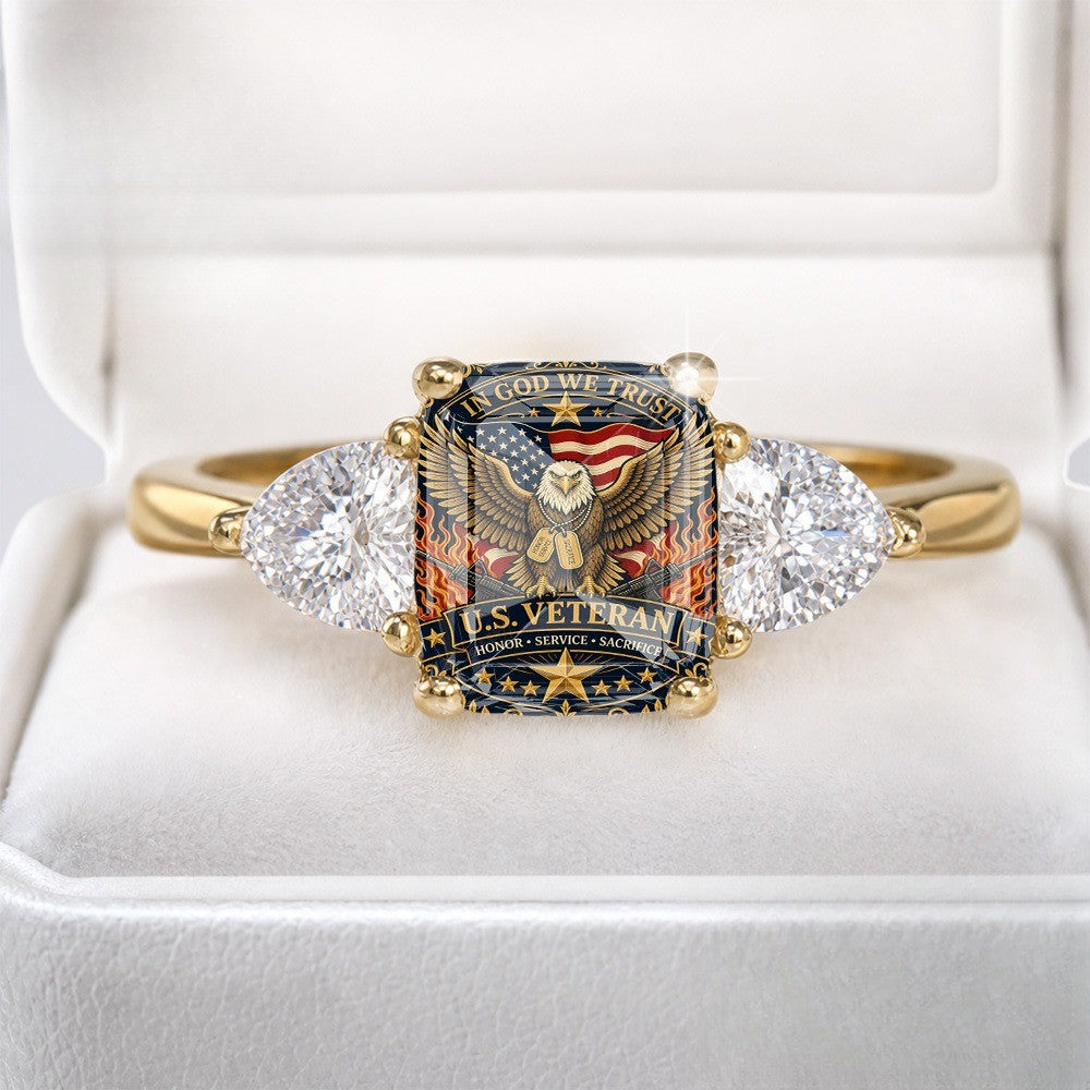 Patriotic Eagle Statement Ring