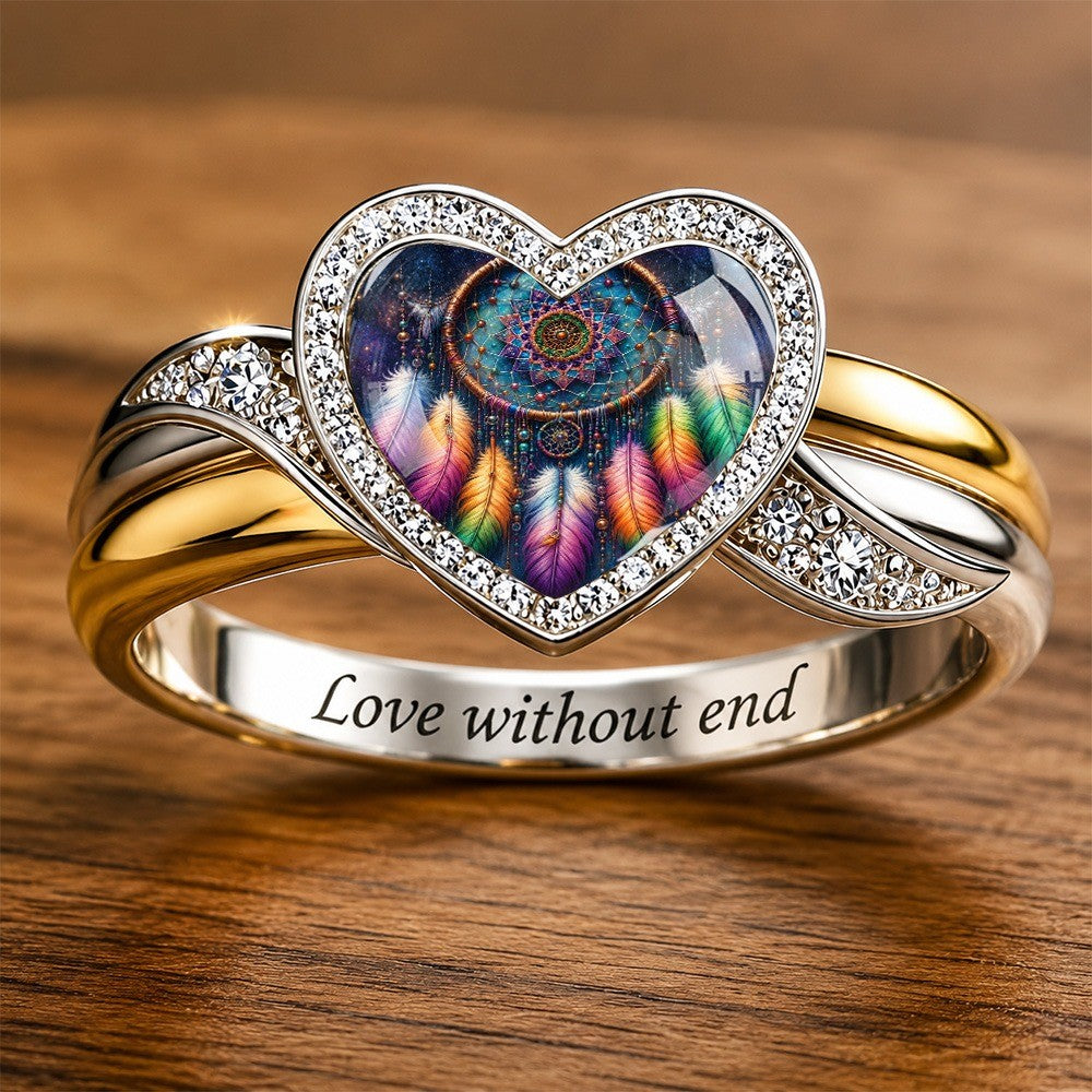 Colorful Dreamcatcher Heart Ring