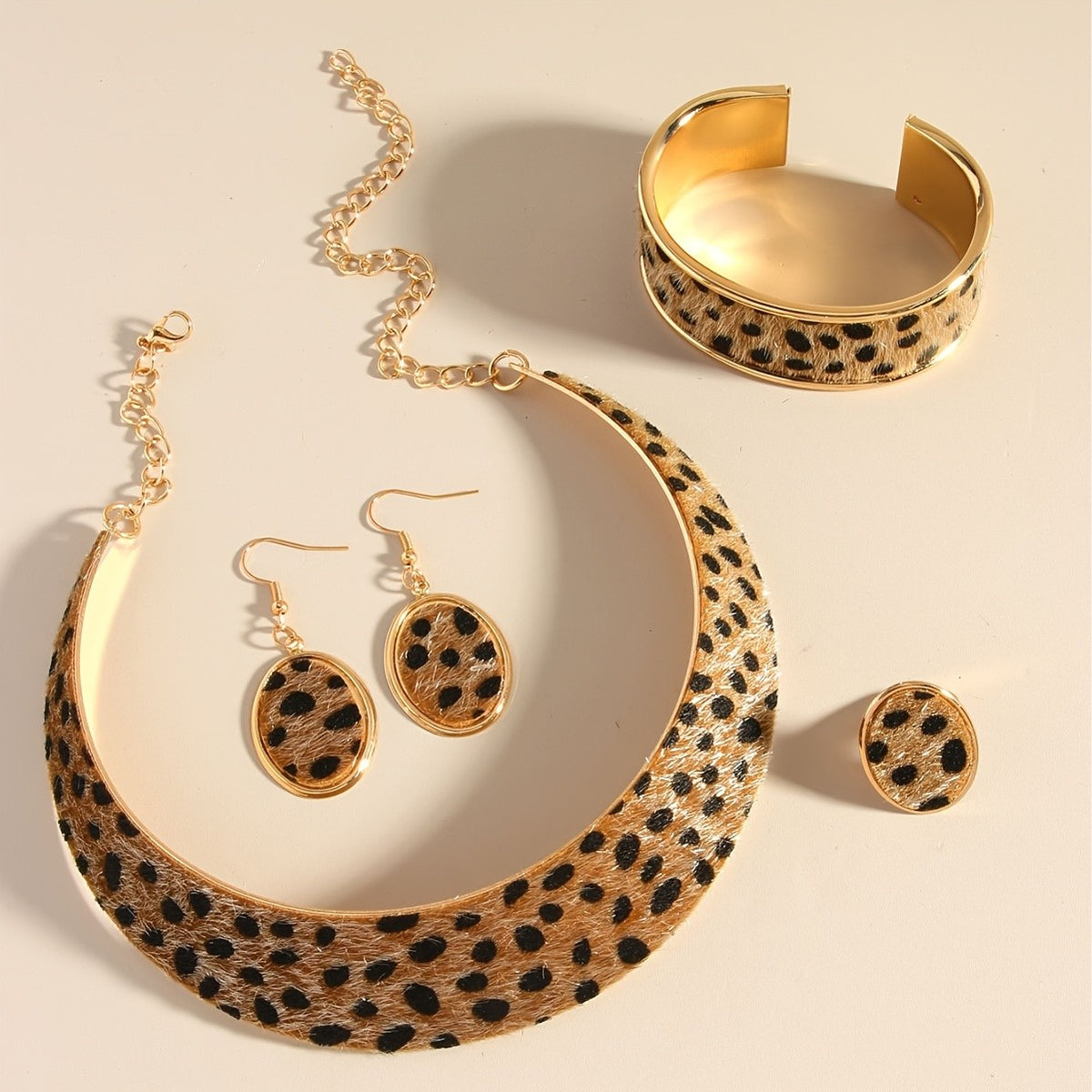 Leopard Print Collar Jewelry Set