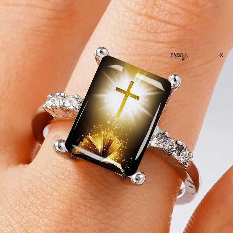 Cross & Bible Rectangular Ring