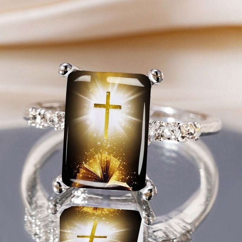 Cross & Bible Rectangular Ring