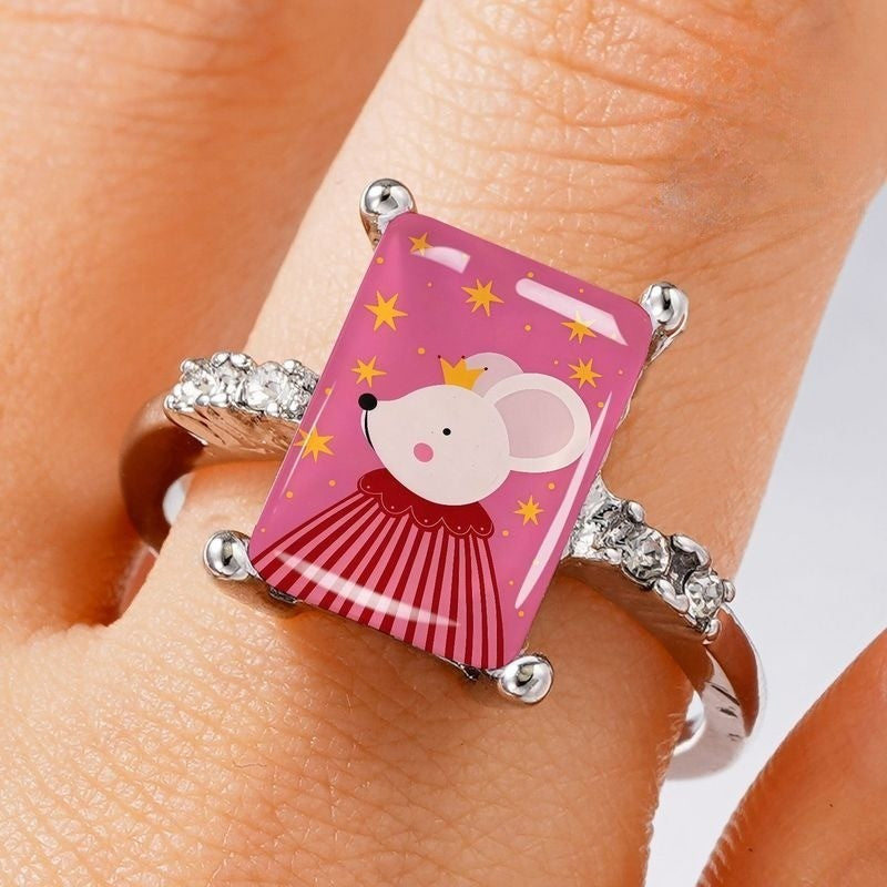 Pink Mouse Rectangle Ring