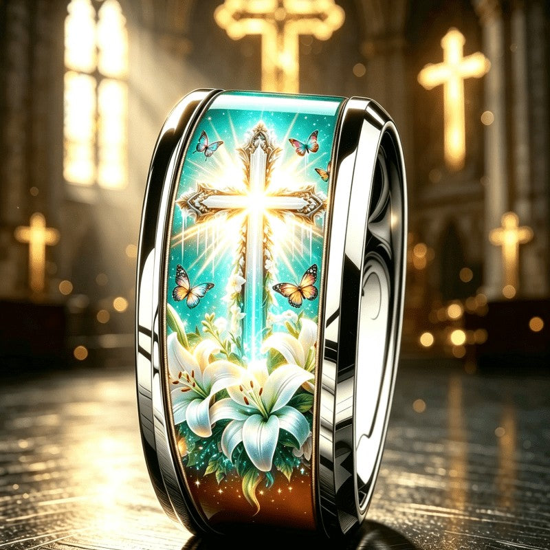 Luminous Cross & Lily Ring