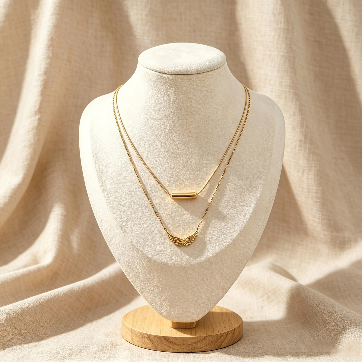 Wing & Tube Layered Necklace