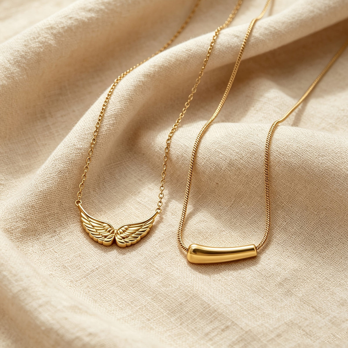 Wing & Tube Layered Necklace