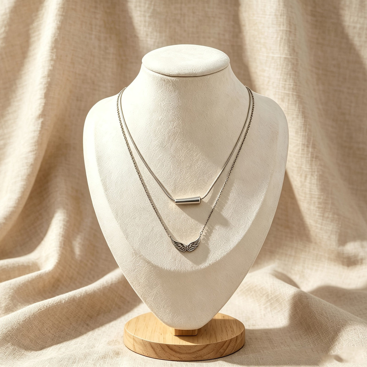 Wing & Tube Layered Necklace