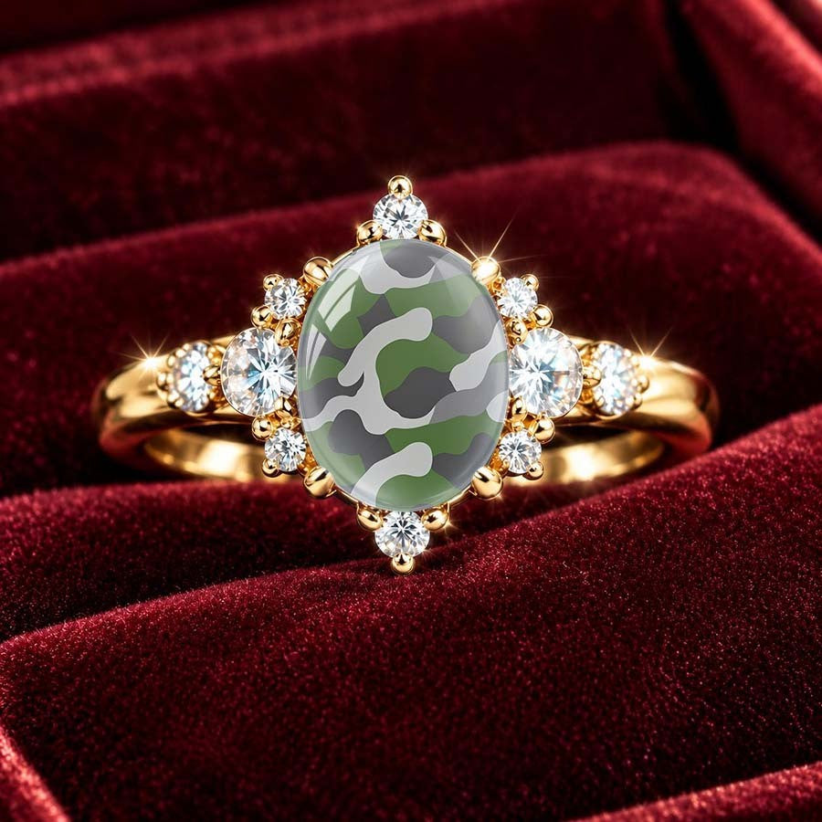 Camo Oval Statement Ring
