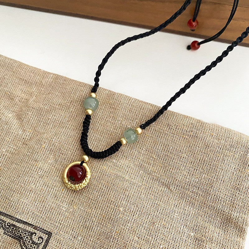 Red Agate Woven Necklace