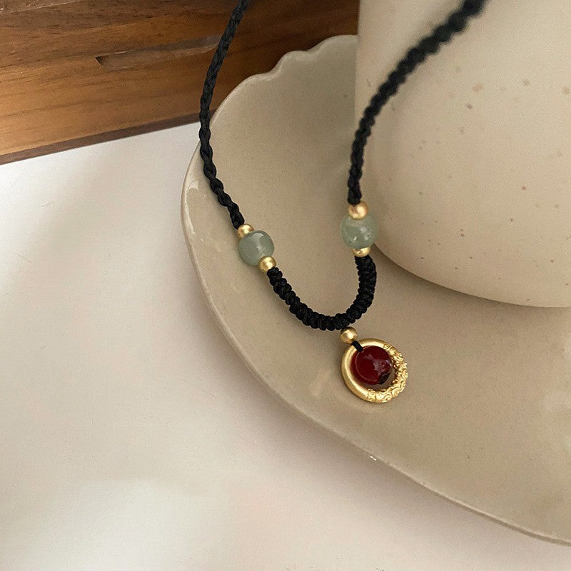 Red Agate Woven Necklace